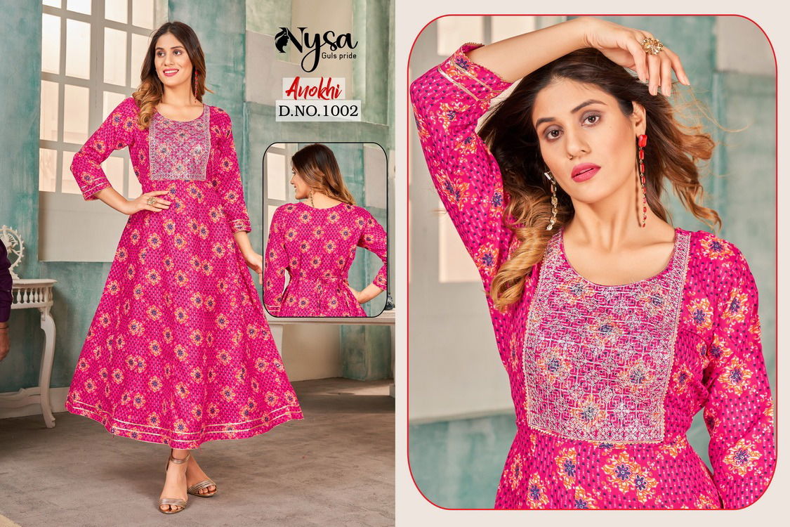 Nysa Anokhi Fancy Wear Wholesale Anarkali Kurtis Catalog